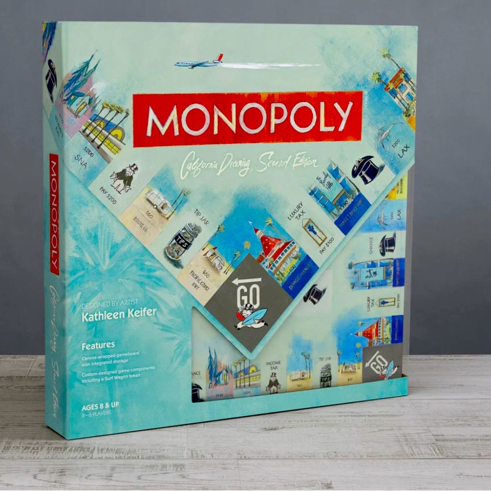 Monopoly California Dreaming, second edition by artist Kathleen Keifer